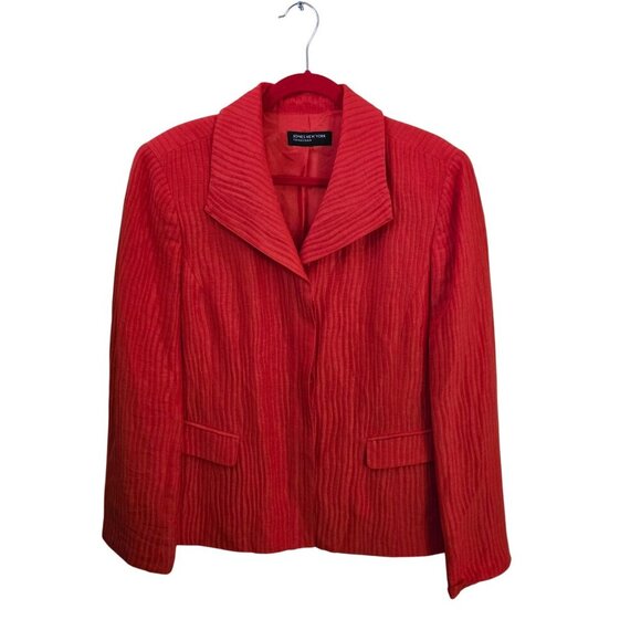 Jones New York Collection Linen Silk Blend Red Orange Textured Blazer Size XL - Picture 1 of 5